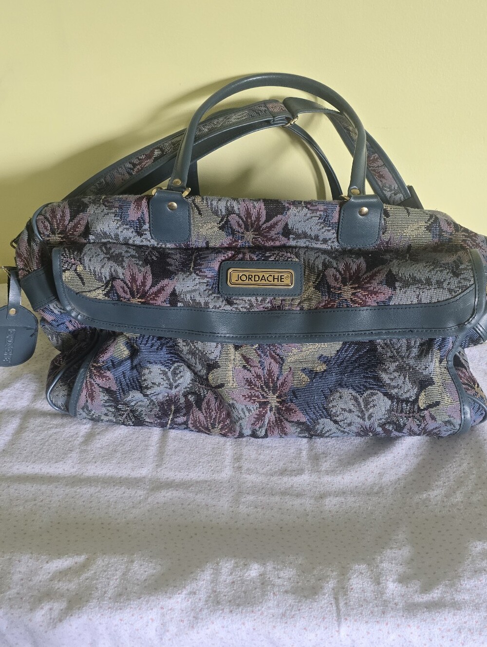 Vintage 80s Jordache Floral Tapestry Carry-on Bag